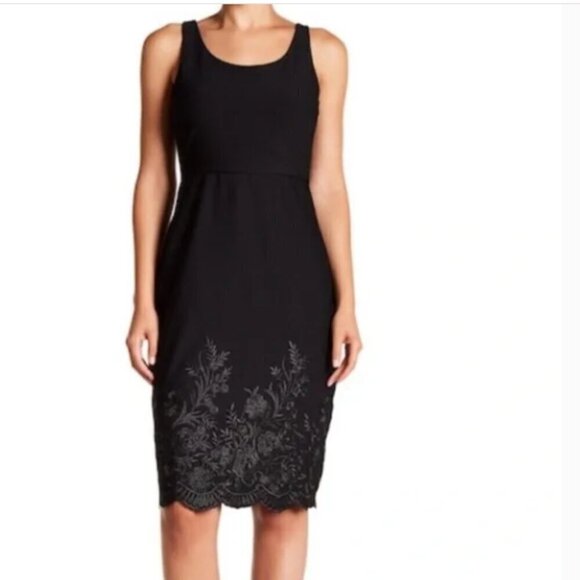 Betsey Johnson Dresses & Skirts - Betsy Johnson Embroidered Scalloped Hem Black Dress Size 4